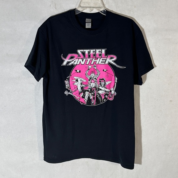 Steel Panther Heavy Metal "F Covid" Pink Black Short Sleeve T Shirt Tee - Picture 2 of 7
